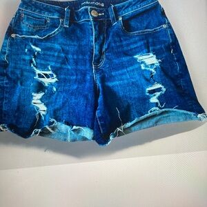 Maurices Distressed Women’s Dark Blue Denim Cutoff Shorts Size 8